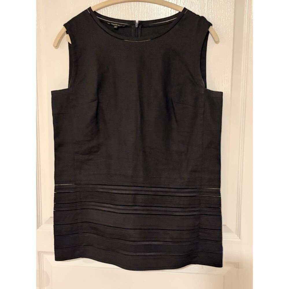 Lafayette 148 Linen Sleeveless Blouse Womens Black Lightweight Designer Top